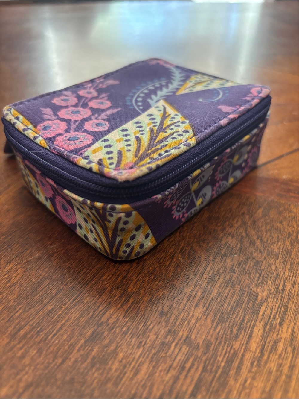 Vera Bradley Purple Floral Zip Travel Pill Case